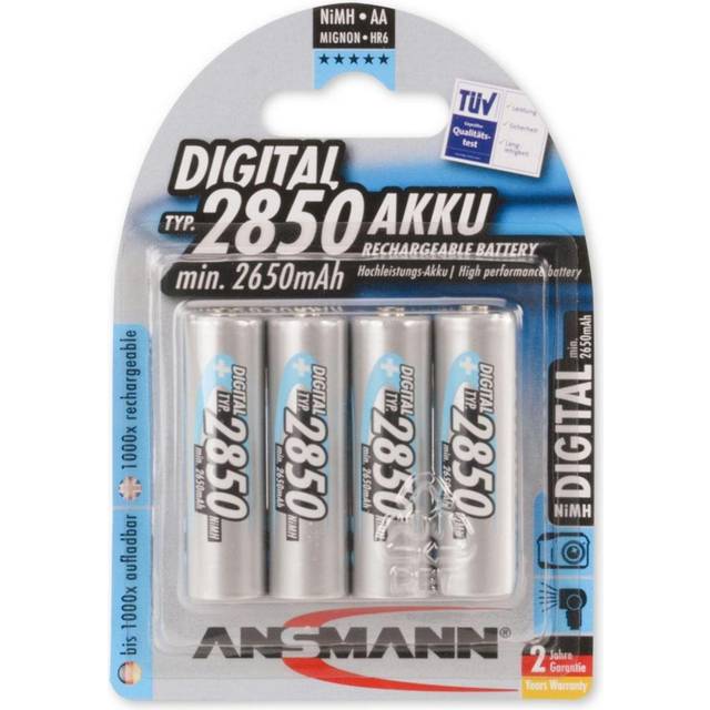 Ansmann NiMH Mignon AA 2850mAh 4-pack - Bedste genopladelige batterier - Techii.dk