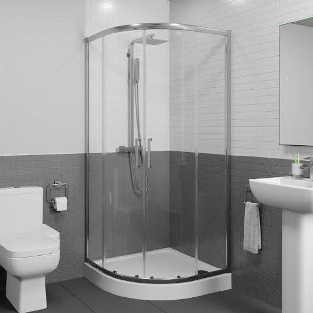 Diamond Quadrant Shower Enclosure 1000mm with Raised Tray and Waste- 8mm