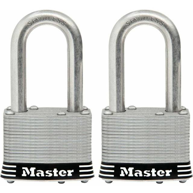 Master Lock 1SSTLF Stainless Steel Outdoor Padlock with Key  2 Pack Keyed-Alike