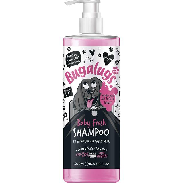 BUGALUGS Baby Fresh Dog Shampoo 500ml dog grooming shampoo products for smelly dogs with baby powder scent, best puppy shampoo baby fresh, shampoo