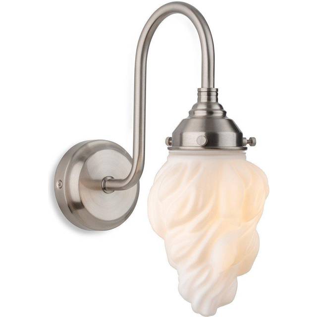 Firstlight Flame Art Deco Style Wall Light in Brushed Steel and White Flame Glass