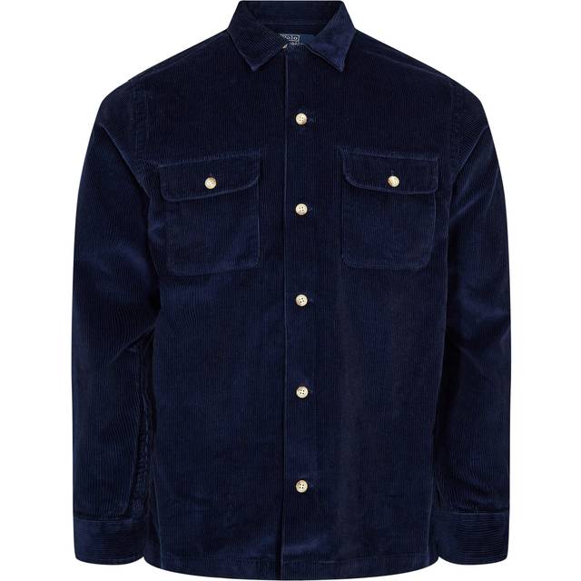 Polo Ralph Lauren, Denim Shirts, male, Blue, XL, Corduroy Buttoned Long Sleeve Shirt