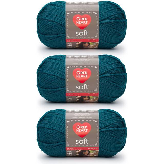 Red Heart Soft Teal Yarn - 3 Pack of 141g/5oz - Acrylic - 4 Medium (Worsted) - 256 Yards - Knitting/Crochet