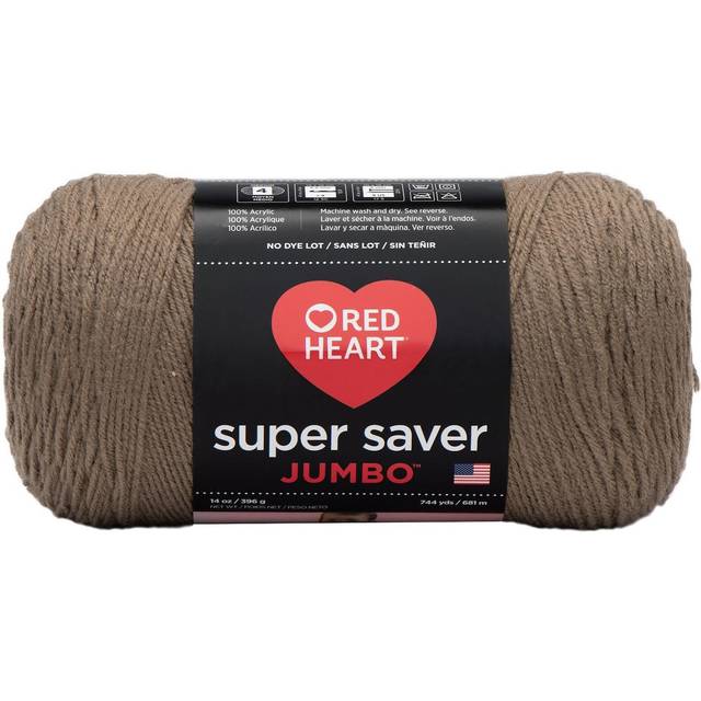 Red Heart Super Saver Jumbo Cafe Latte Yarn - 2 Pack of 396g/14oz - Acrylic - 4 Medium (Worsted) - 744 Yards - Knitting/Crochet