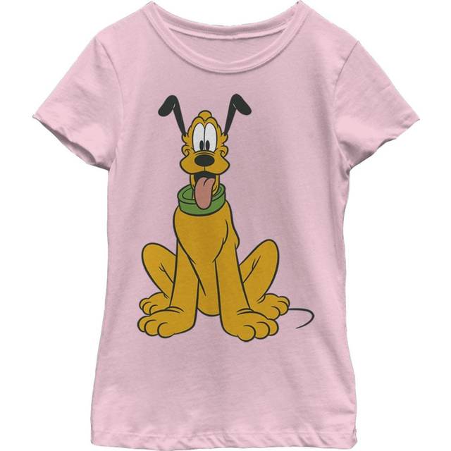 Disney-karaktärer traditionell Pluto flickor solid crew t-shirt, Rosa, XS