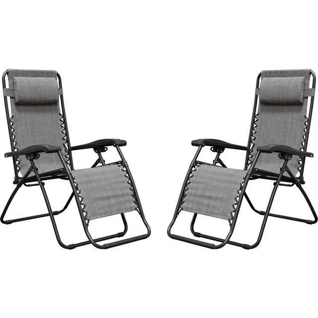 2-Piece Zero Gravity Reclining Sun Lounger Set - Weather Resistant & Foldable | Wowcher - Grey