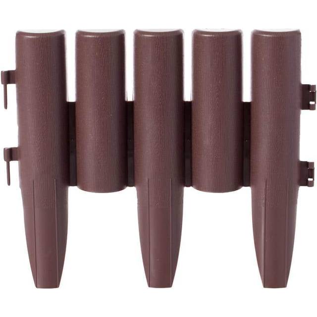 Gardenised QI004111.8 9.25 x 11 x 1 in. Decorative Interlocking Half Log Lawn Edging Garden Ornamental Fence Border, Brown - Pack of 8