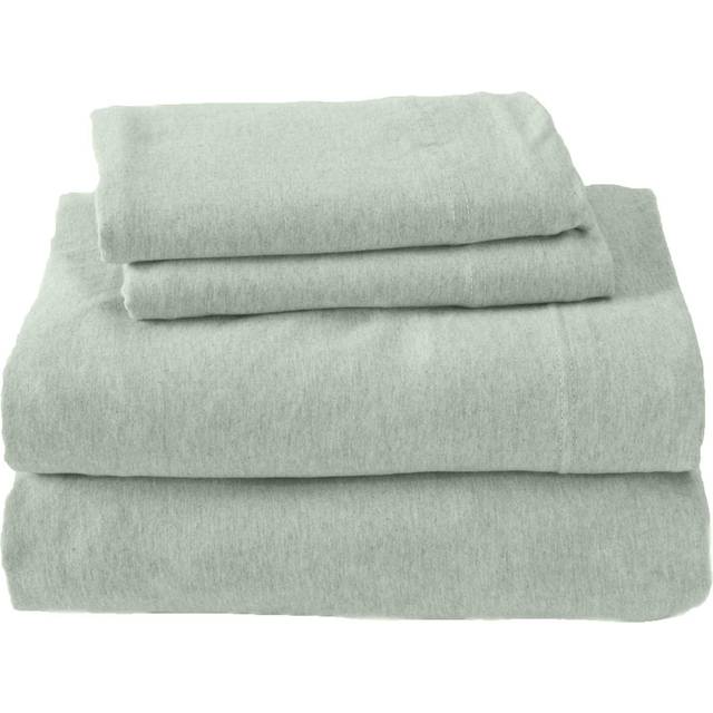 Great Bay Home Extra Soft Jersey Knit T-Shirt Queen Cotton Sheet Set  Breathable  Comfortable  and Cozy 4 Pc Green Sheets Set  All-Season Jersey Knit