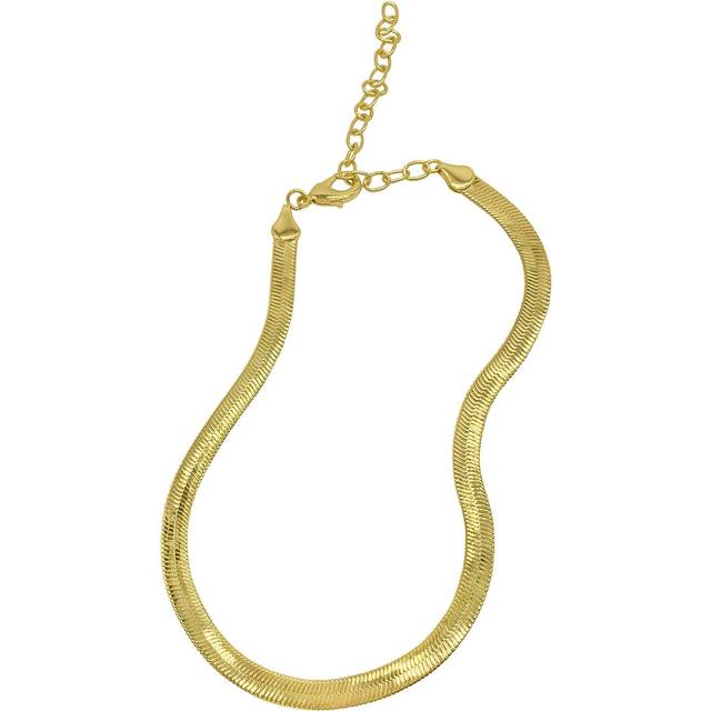 ADORNIA 14K Plated Herringbone Snake Chain Necklace
