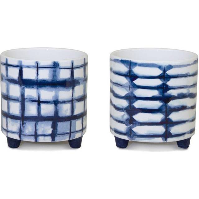 Melrose Dolomite Set of 2 Pot with Blue and White Finish 82840DS
