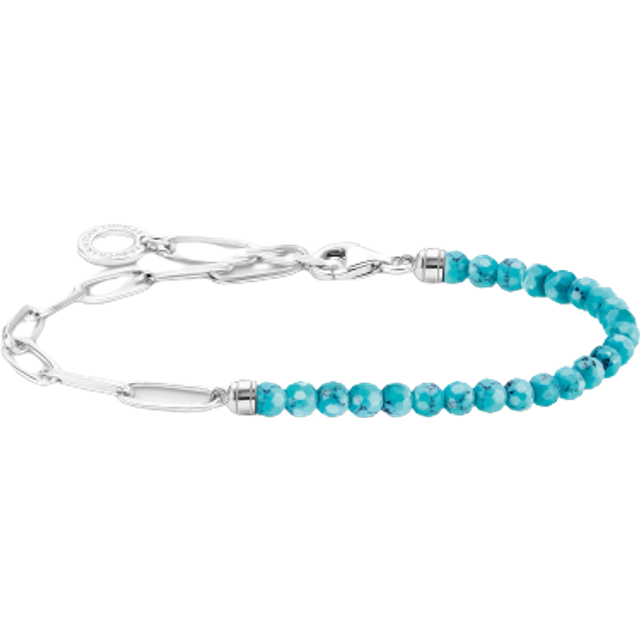 Thomas Sabo Charm bracelet with turquoise beads silver turquoise A2099-404-17-L14 - silver-coloured/turquoise - 14 cm