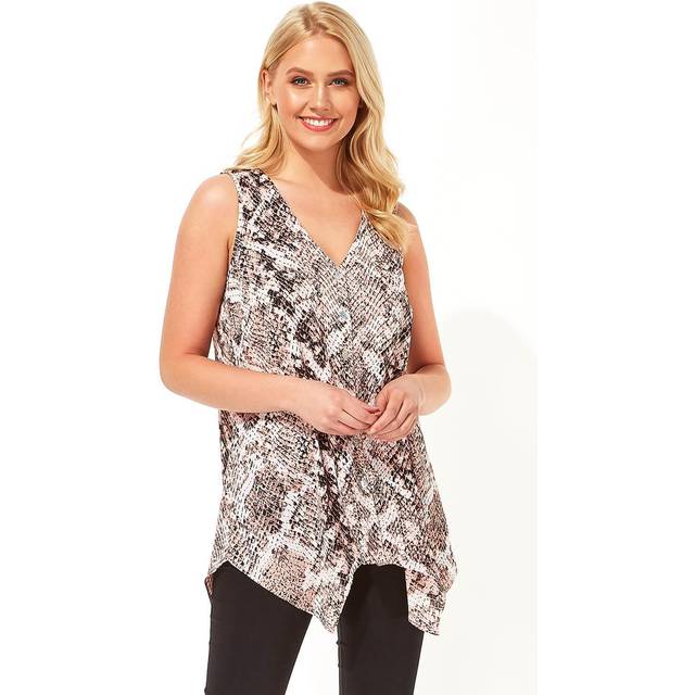 Snake Print Hanky Hem chiffon Tunic Blouse - Light Pink - 10