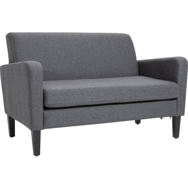 HOMCOM Linen Modern-Curved 2-Seat Sofa Loveseat w/ Thick Cushion Wood Legs Grey