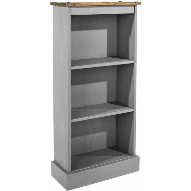 Corona Grey 3 Tier Low Narrow Bookcase