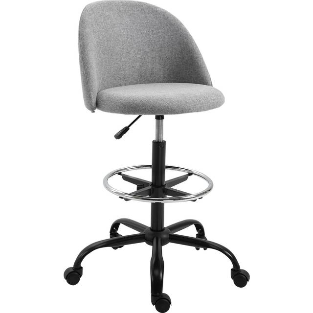 Vinsetto Ergonomic Drafting Chairwith Adjustable Height, Padded Seat, Footrest, Draughtsman Chair, 360° Swivel Tall Office Chair, Grey Aosom UK