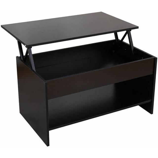 Lift up Top Coffee Table with Bottom Storage Shelf and Hidden Drawer Living Room Furniture,Black,85x50x45cm(WxDxH) - Furniture Hmd