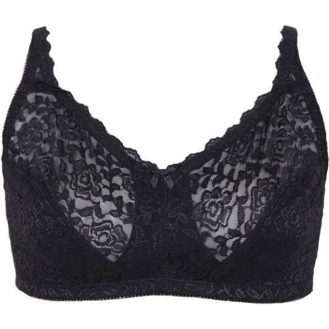 Yours Black Hi Shine Lace Nonpadded Nonwired Full Cup Bra - 48D