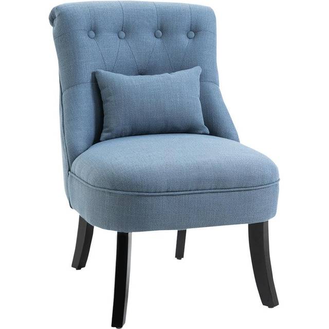 Homcom Fabric Single Sofa Dining Chair Tub Chair Upholstered W/ Pillow Solid Wood Leg Home Living Room Furniture Pink