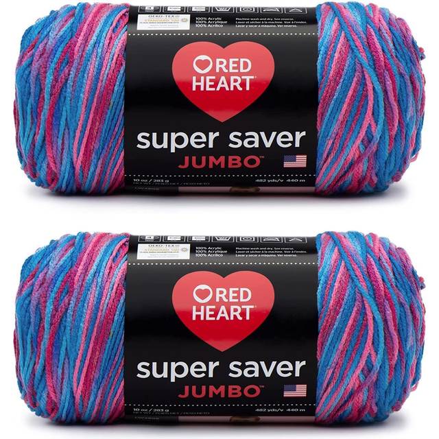 Red Heart Super Saver Jumbo Bonbon Yarn - 2 Pack of 283g/10oz - Acrylic - 4 Medium (Worsted) - 482 Yards - Knitting/Crochet