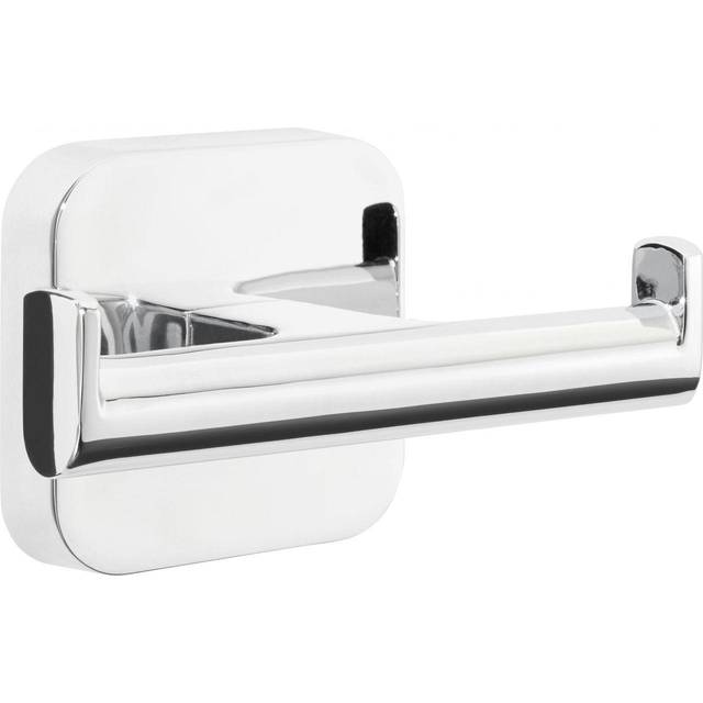 tesa ELEGAANT Double Robe Hook - Self-Adhesive Bathrobe Hook in Stainless-Steel Design - Wall-Mounted Dressing Gown Holder - Waterproof, incl.