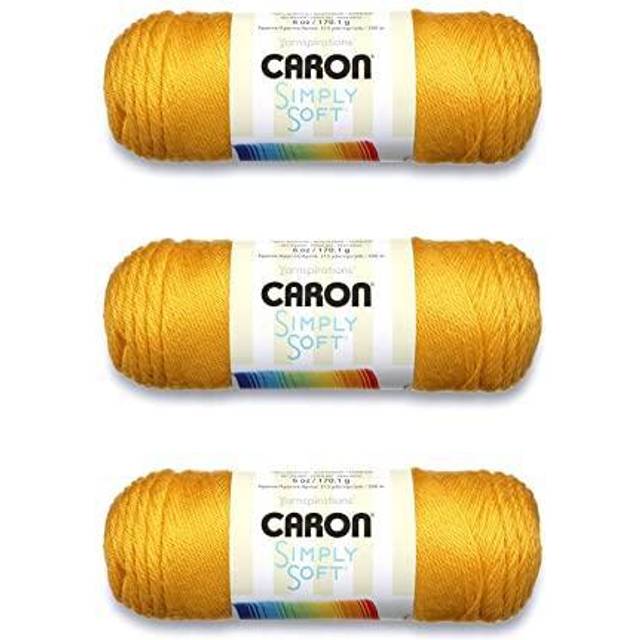 Caron Simply Soft Gold Yarn  3 Pack of 170g6oz  Acrylic  4 Medium Worsted  315 Yards  Knitting  Crocheting  Crafts
