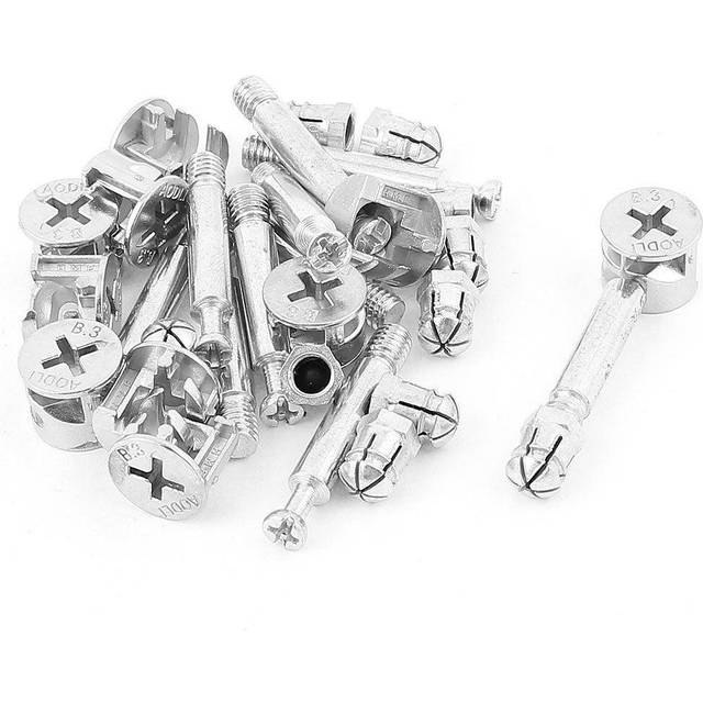 uxcell 3-in-1 Furniture Connecting Kit 15mm OD Cam Fitting, M6x40mm Dowel Screws, 8.2mm OD Pre-Inserted Nut 10 Sets