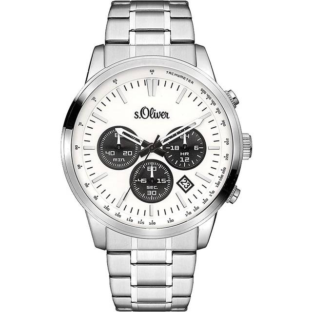 s.Oliver Time herrarmbandsur, Silvervit, 44 mm, Band