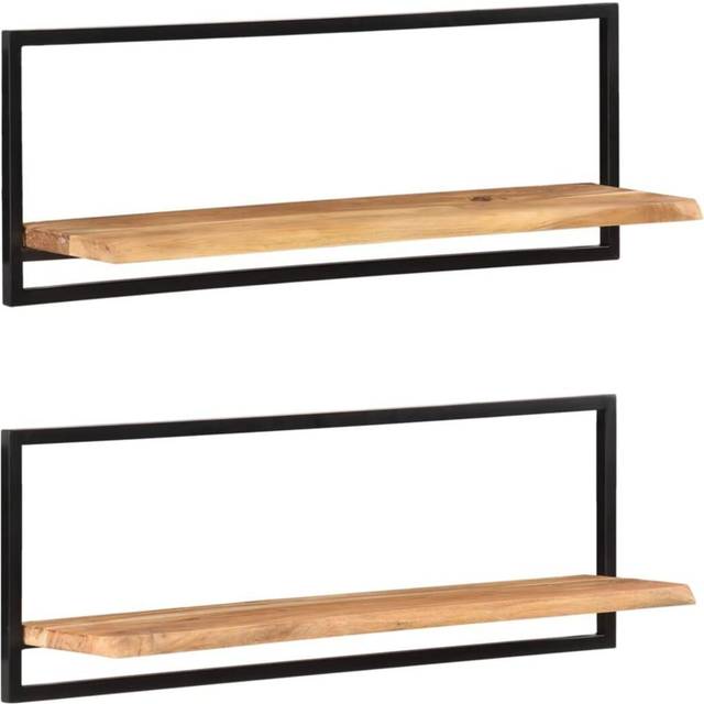 vidaXL Wall Shelves 2 pcs 100x24x35 cm Solid Wood Acacia and Steel - Brown