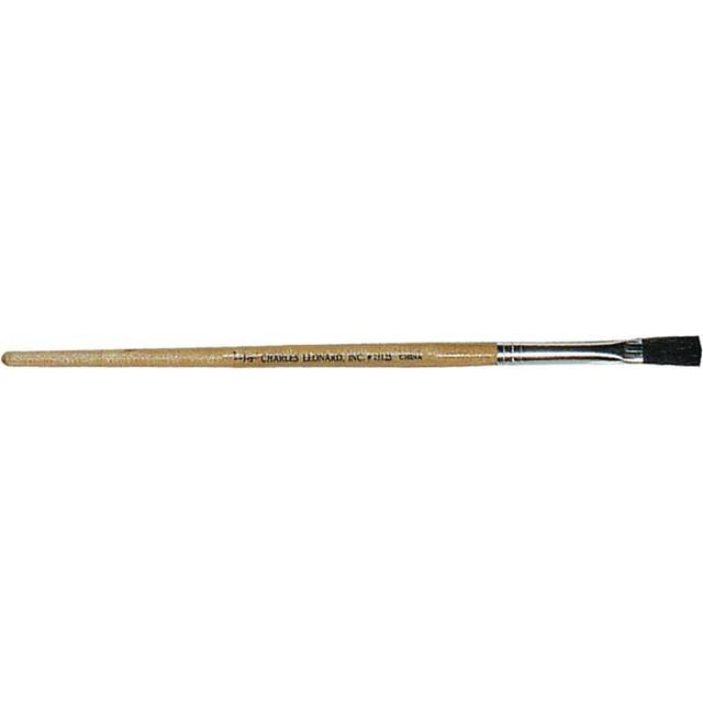 Charles Leonard Flat Tip Easel Paint Brushes with Short Stubby Handle  0.25 Inch  Natural Handles and Black Bristles  12-Pack (73125)