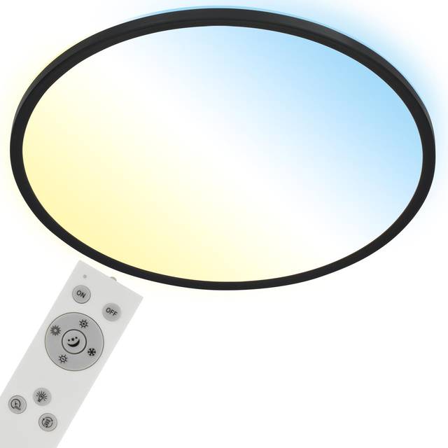 Round led panel ceiling light lamp slim remote control dimmable cct 48cm black