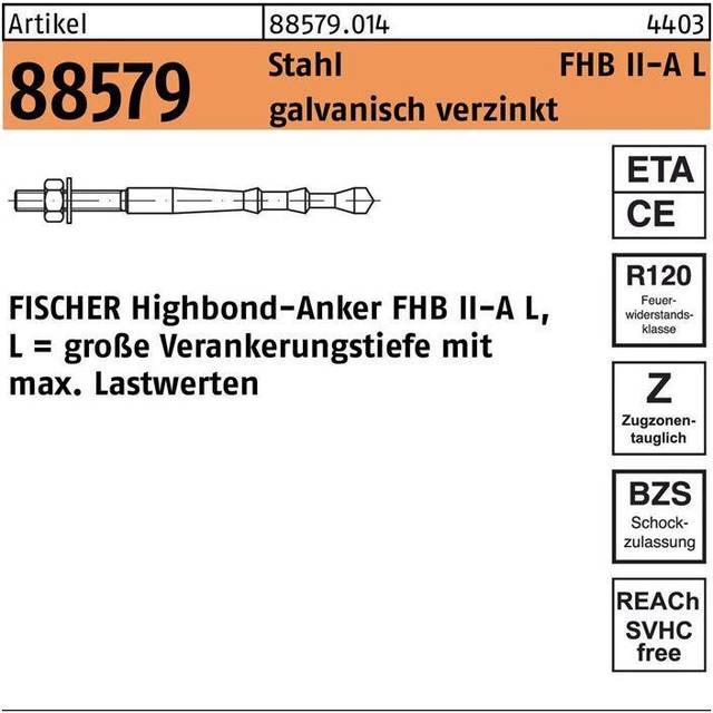 Fischer 96941 Highbond-ankare FHB II-A L M10x95/60 (10)