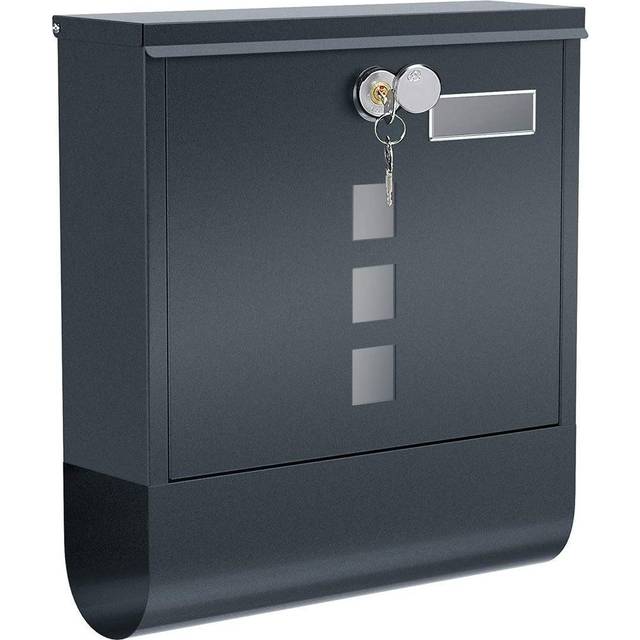 Wall-Mounted Mailbox, Grey / 10 x 30.8 x 33.8 cm