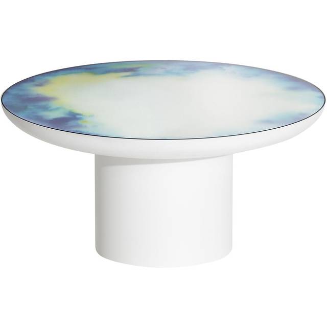 Petite Friture - Francis spegelglas soffbord stor blågul akvarellfärg - Soffbord - Constance Guisset - Vit - Metall