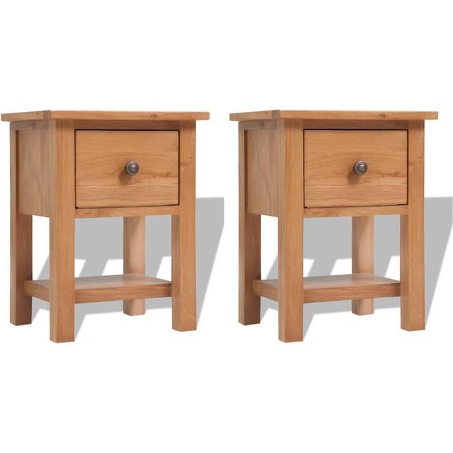vidaXL Nightstands 2 pcs 36x30x47 cm Solid Oak Wood - Brown