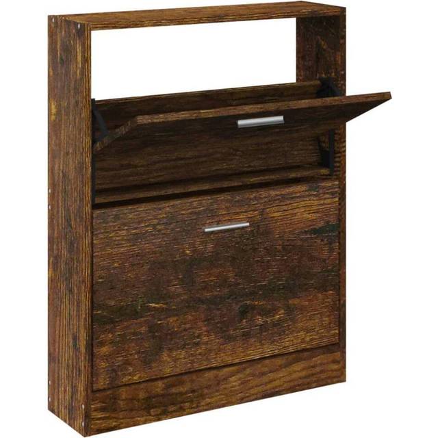 Skoställ rökfärgad ek 59x17x81 cm konstruerat trä