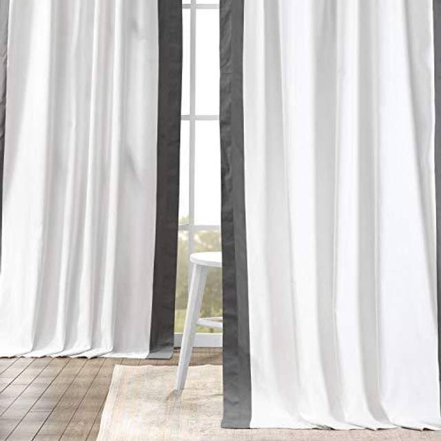 HPD Half Price Drapes Panama Cotton Curtains for Living Room  Bedroom 50 X 96  PRCT-VC1714-96 (1 Panel) Fresh Popcorn and Millstone Grey