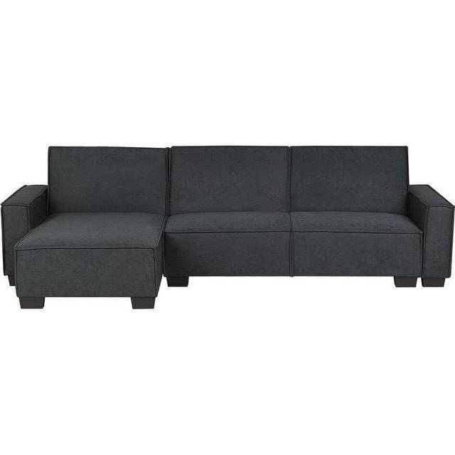Right Hand Fabric Corner Sofa Bed Graphite Grey ROMEDAL