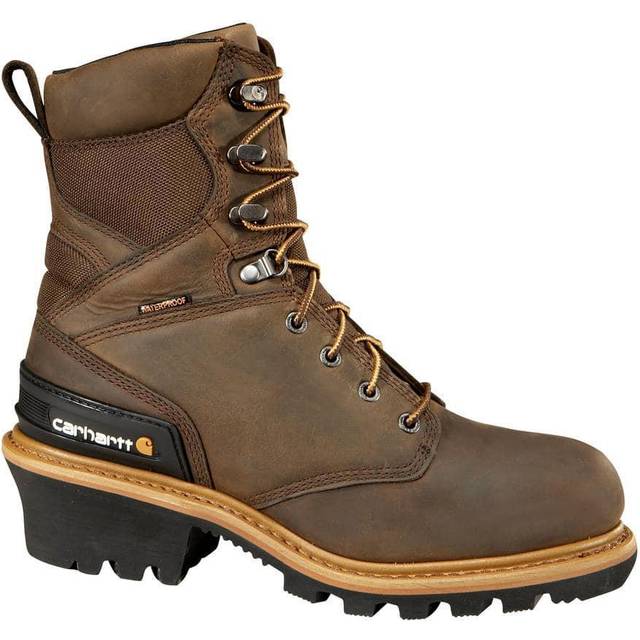 "Carhartt Men's CML8369 8"""""""" Waterproof Insulated Comp Toe Leather Logger Boot  Crazy Horse Brown  8.5"