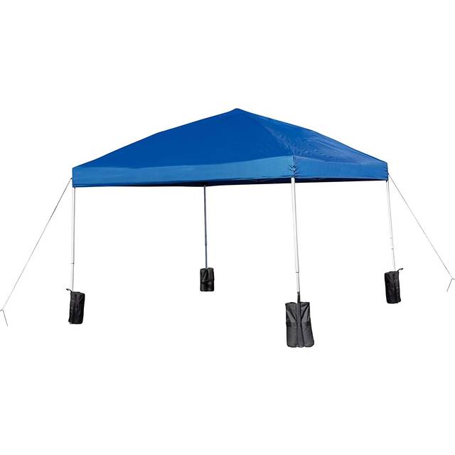 Flash Furniture JJ-GZ1010PKG-BK-GG 10 x 10 ft. Pop Up Event Straight Leg Canopy Tent with Sandbags & Wheeled Case, Black