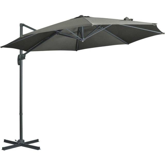 Outsunny 3 x 3(m) Cantilever Parasol Garden Umbrella with Cross Base Grey | TJ Hughes