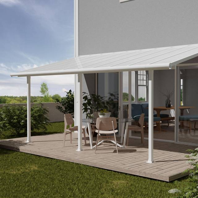 10x20 Palram Canopia Olympia White Patio Cover With Clear Panels