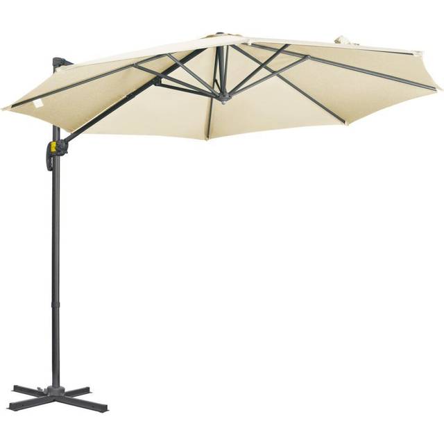 Outsunny 3 x 3(m) Cantilever Parasol Garden Umbrella with Cross Base White | TJ Hughes
