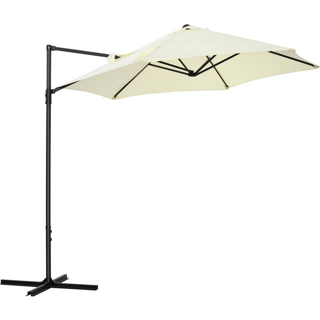 Outsunny 2.5M Garden Cantilever Parasol with Cross Base, Beige