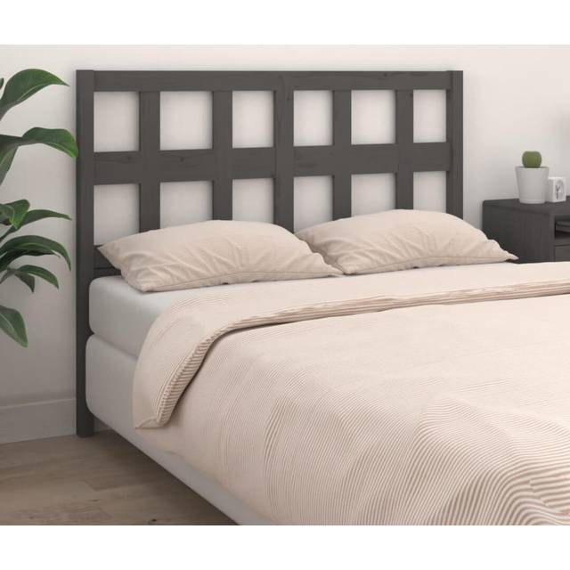 vidaXL Bed Headboard Grey 185.5x4x100 cm Solid Wood Pine