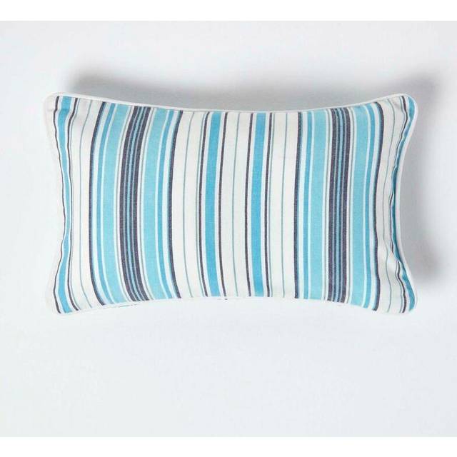 Cotton New England Stripe Rectangular Cushion Cover, 30 x 50 cm - Blue