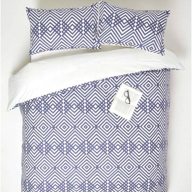 Homescapes King Green Duvet Cover Set 200 TC Cotton Leaf Bedding - Bleu