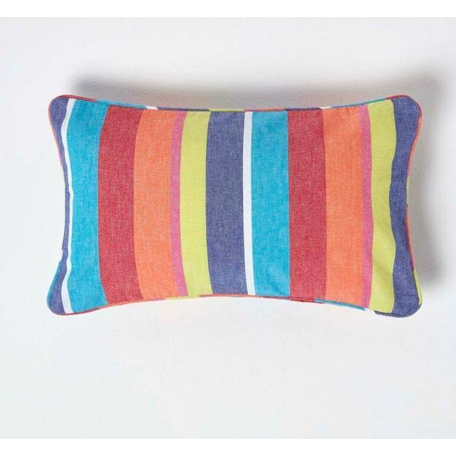 Cotton Multi Coloured Stripe Rectangular Cushion Cover, 30 x 50 cm