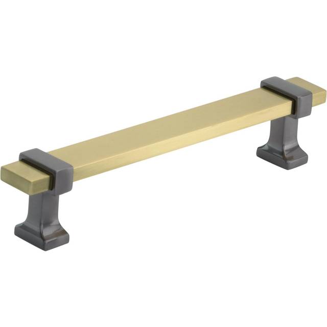 Amerock | Cabinet Pull | Brushed Gold/Black Chrome | 5-1/16 inch (128 mm) Center to Center | Overton | 1 Pack | Drawer Pull | Drawer Handle | Cabinet