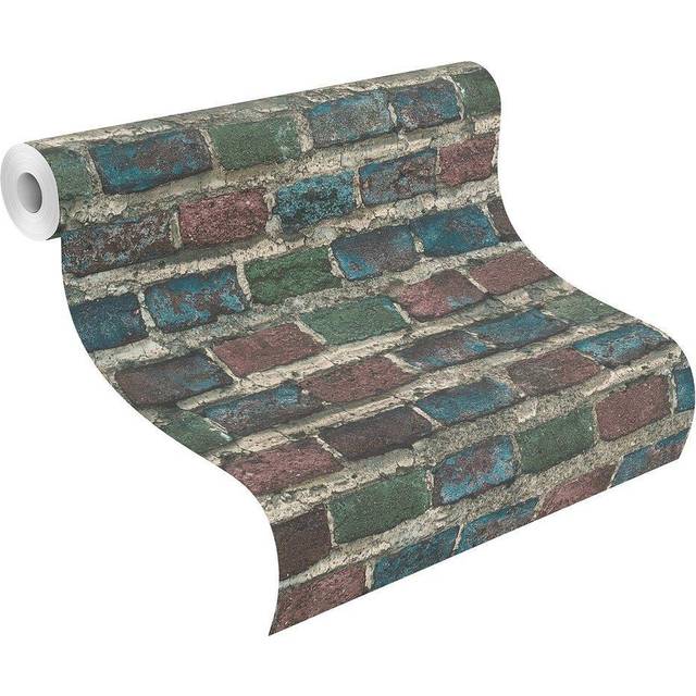 Teal Brick Wall Paste The Wall Wallpaper Industrial Textured Vinyl Rasch