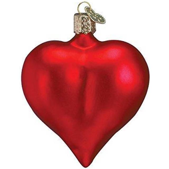 Old World Christmas Large Matte Red Heart Glass Blown Ornaments for Christmas Tree
